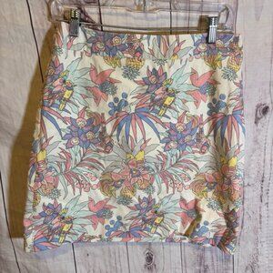 Talbots Summer Tropical Parrot Spring Floral Print Women's Skirt 4